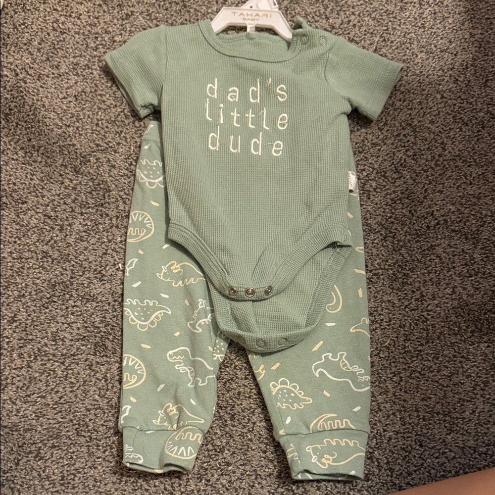 Tahari Green Dino Print One Piece Bodysuit